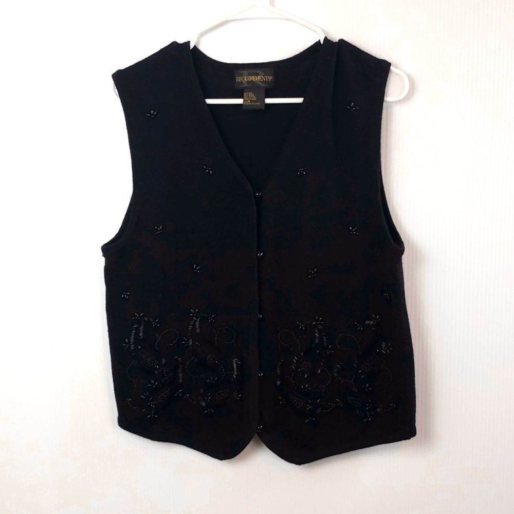 Requirements Women's Beaded Sweater Vest Black